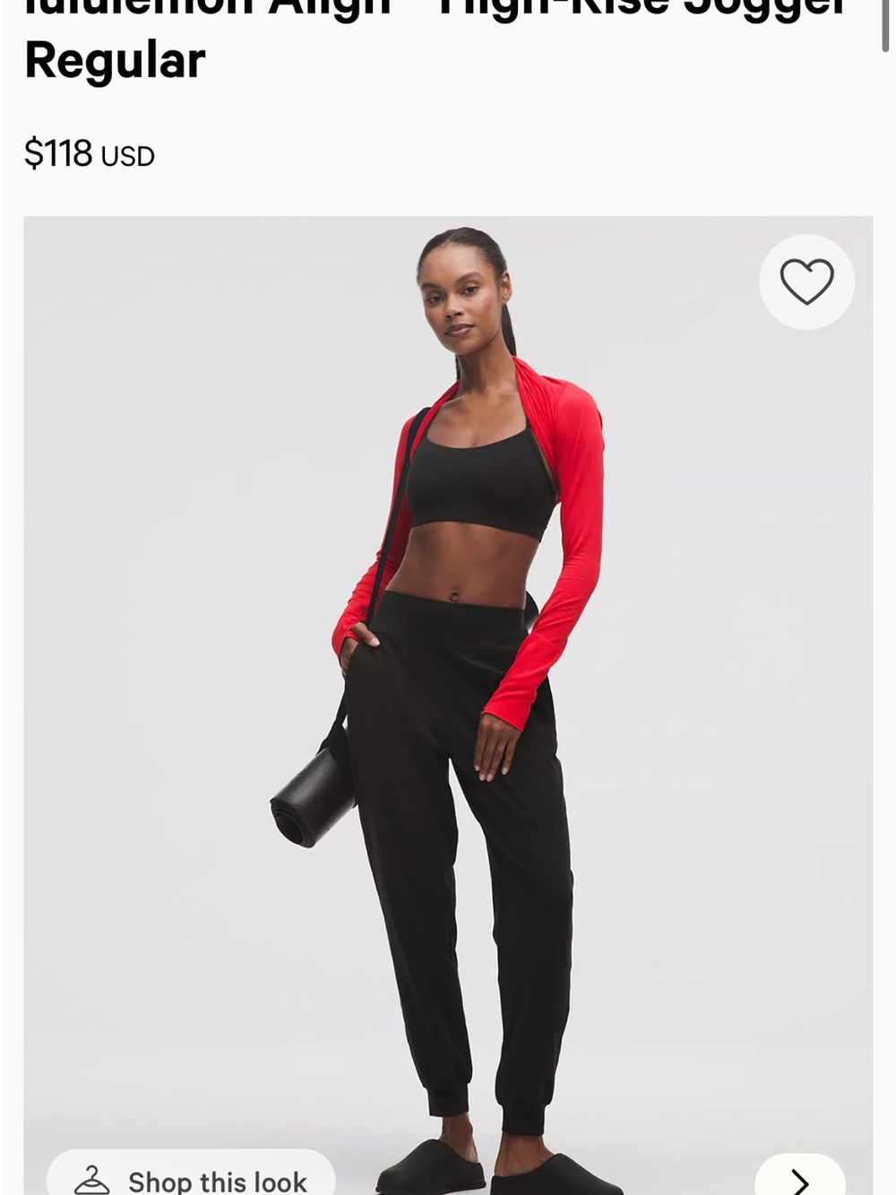 lululemon athletica Black Joggers with Red Layered Top